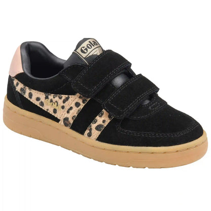 Gola Classics Kids' Hawk Suede Safari Strap Sneakers - Black/Leopard/Cameo/Gum
