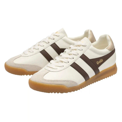 Gola Classics Women's Torpedo Leather Sneakers - Off White/Dark Brown/Gold