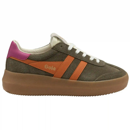Gola Classics Women's Athena Sneakers - Khaki/Clementine/Fuchsia