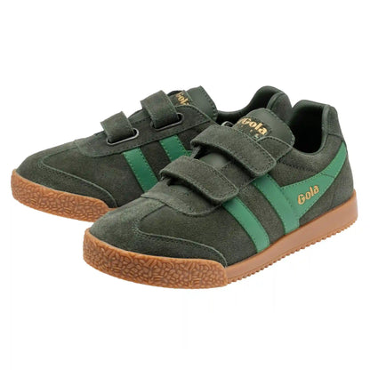 Gola Classics Kids' Harrier Strap Sneakers - Dark Khaki/Emerald