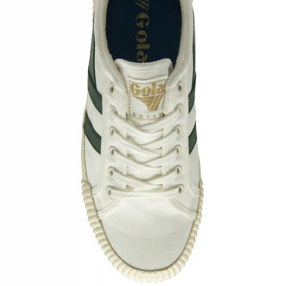 Vegan Gola Classics Men's Rally Plimsoll Sneakers - Off White/Evergreen/Marine Blue