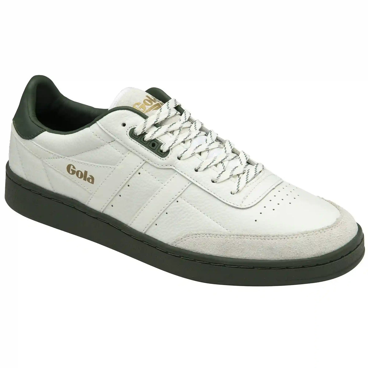 Gola Classics Men's Contact Leather Sneakers - White/White/Dark Khaki