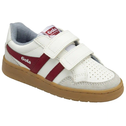 Gola Classics Kids' Eagle Strap Sneakers - White/Deep Red/Air/Gum