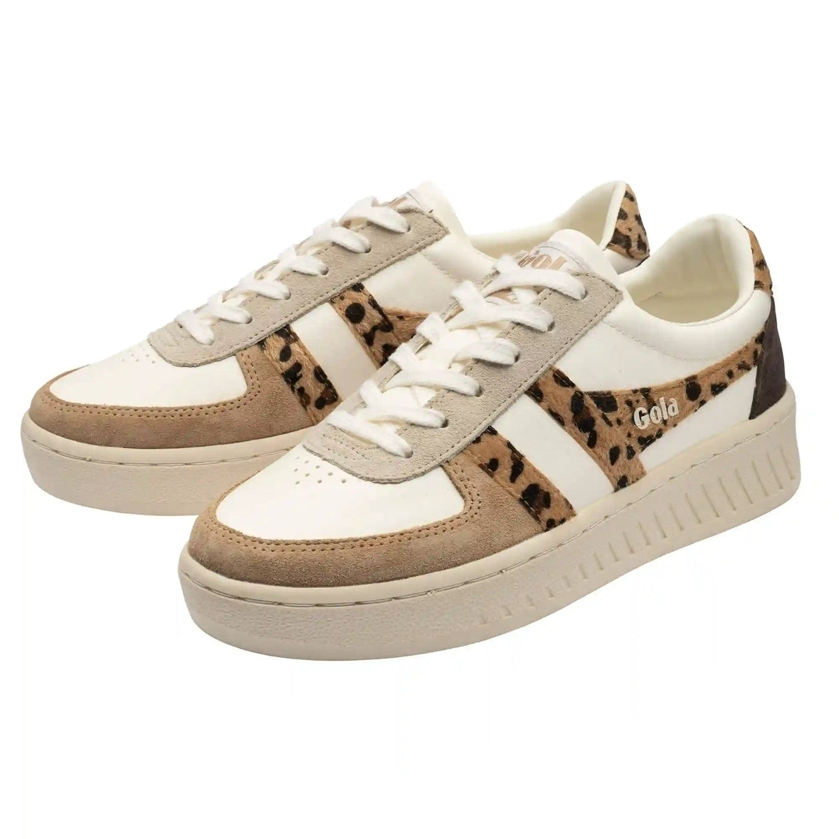 Gola Classics Women's Grandslam Safari Quadrant - Off White/Light Caramel/Leopard/Mocha