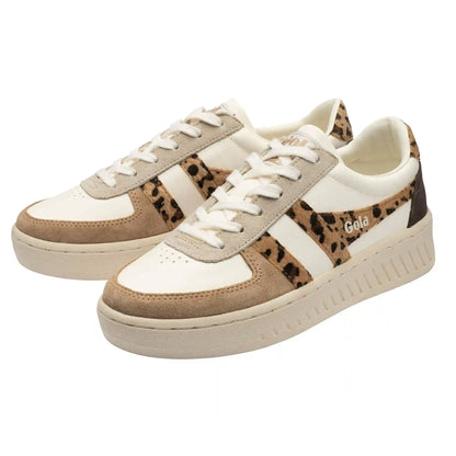 Gola Classics Women's Grandslam Safari Quadrant - Off White/Light Caramel/Leopard/Mocha