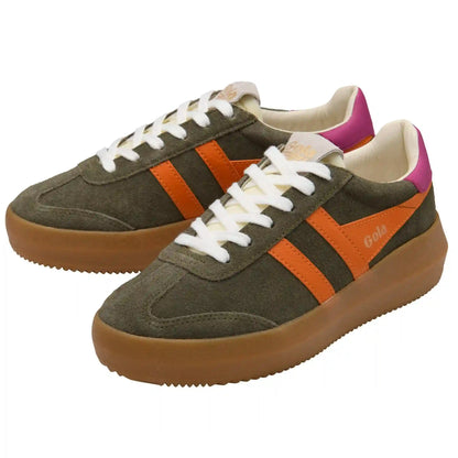 Gola Classics Women's Athena Sneakers - Khaki/Clementine/Fuchsia