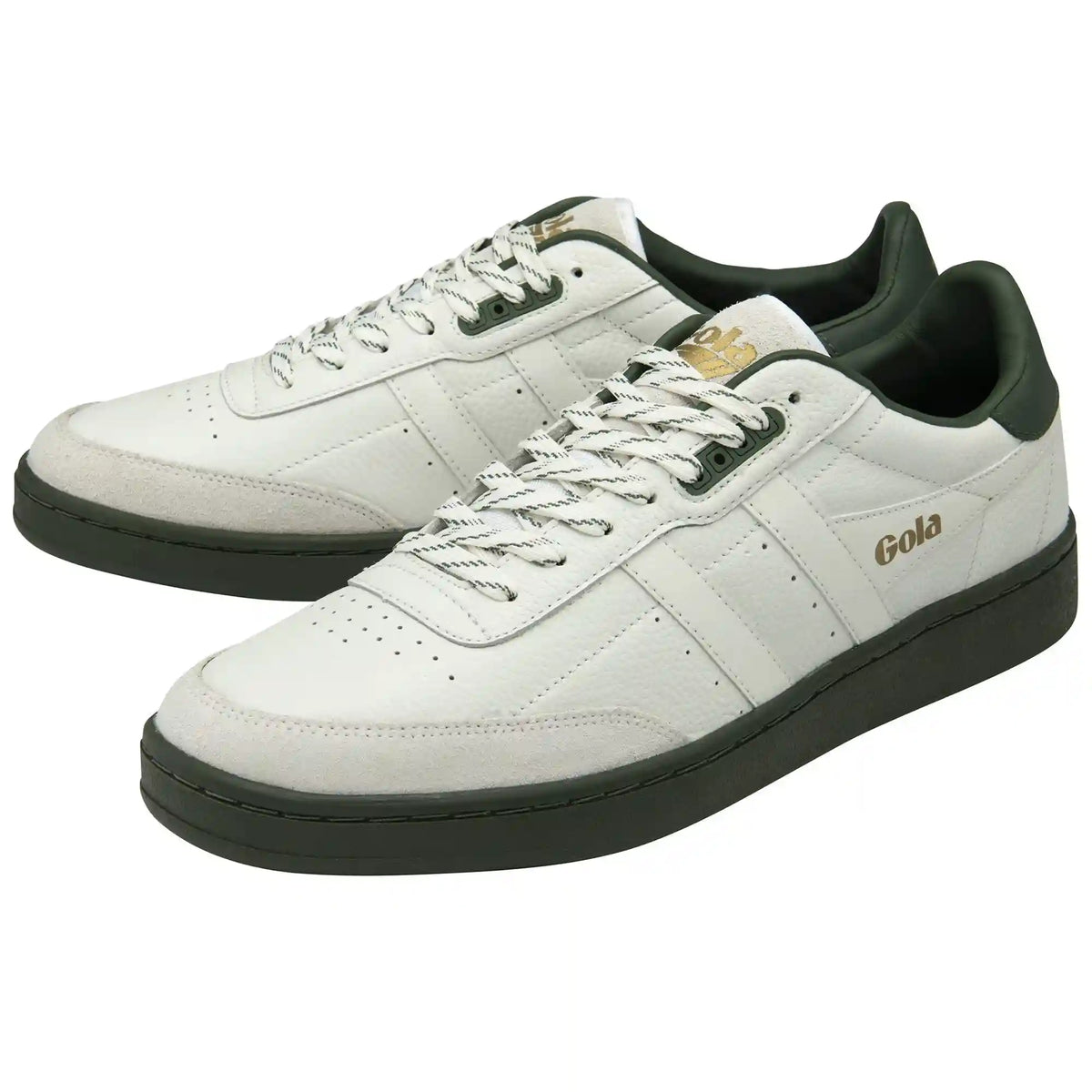 Gola Classics Men's Contact Leather Sneakers - White/White/Dark Khaki