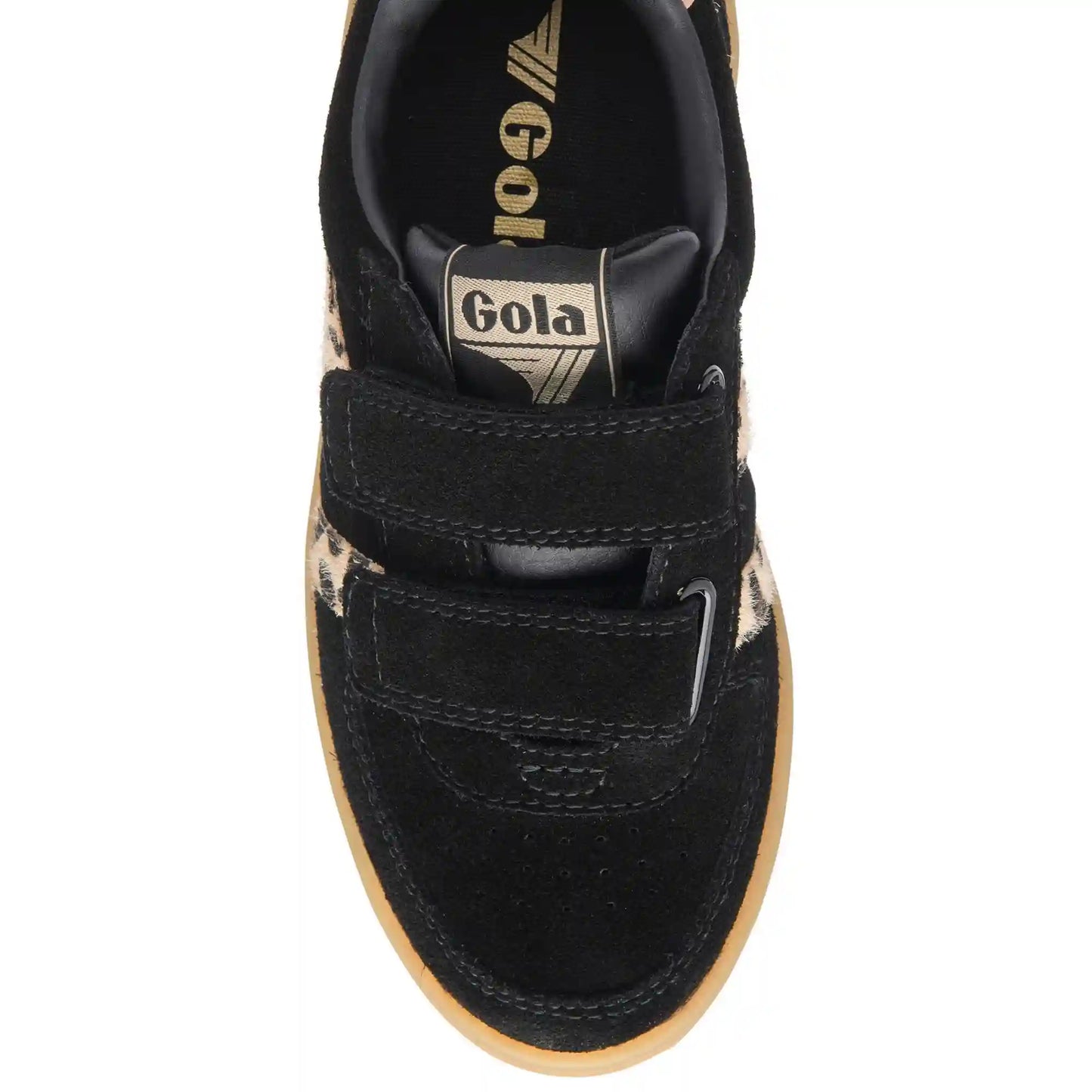 Gola Classics Kids' Hawk Suede Safari Strap Sneakers - Black/Leopard/Cameo/Gum