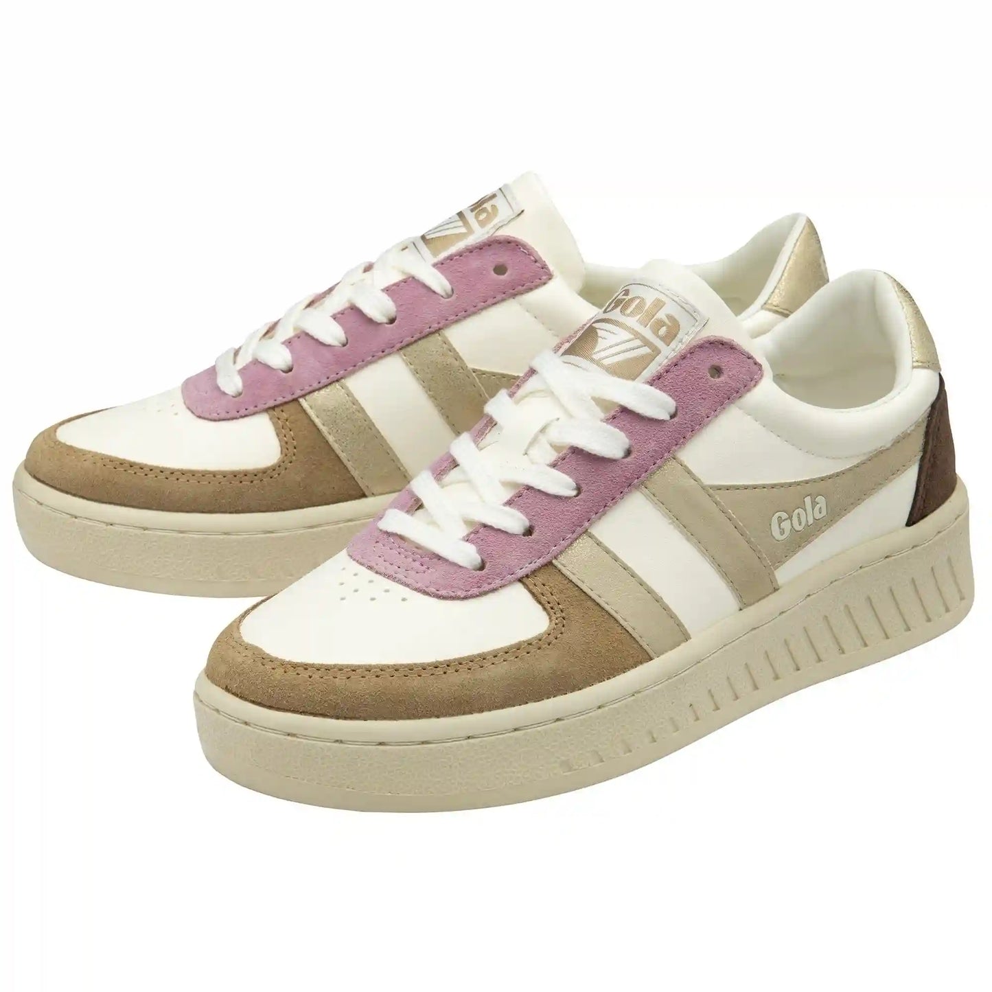 Gola Classics Women's Grandslam Quadrant Sneakers - Off White/Light Caramel/Gold/Dark Brown