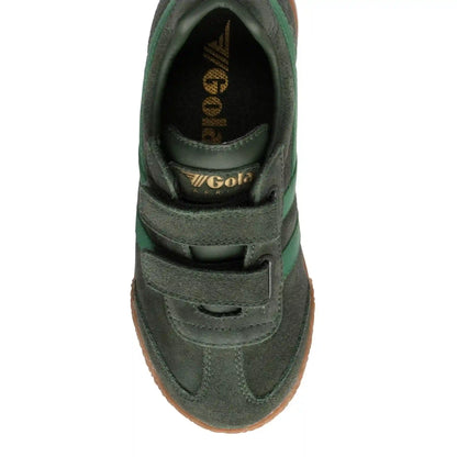 Gola Classics Kids' Harrier Strap Sneakers - Dark Khaki/Emerald