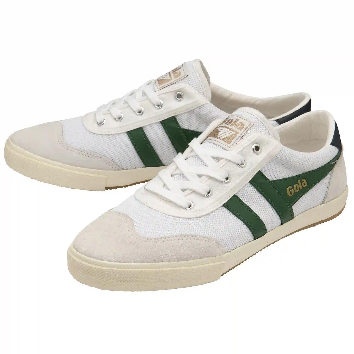 Gola Classics Men's Badminton Mesh Plimsoll Sneakers - White/Dark Green/Navy