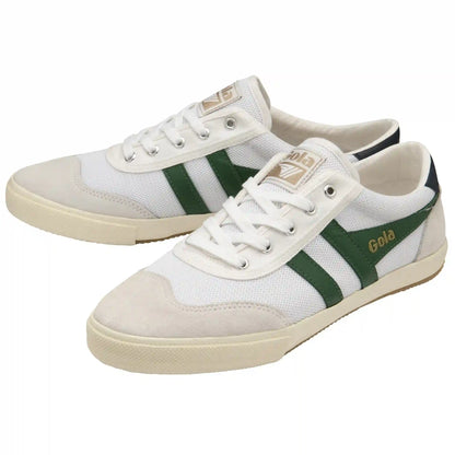 Gola Classics Men's Badminton Mesh Plimsoll Sneakers - White/Dark Green/Navy