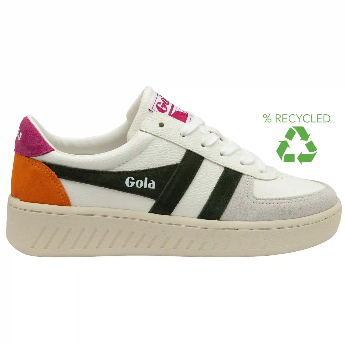 Gola Classics Women's Grandslam Trident Sneakers - White/Dark Khaki/Fuchsia