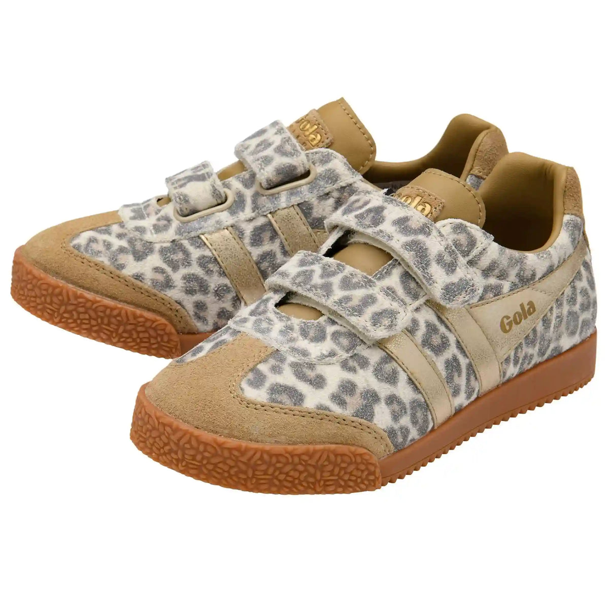 Gola Classics Kids' Harrier Safari Strap sneakers - Snow Leopard/Light Caramel/Gold