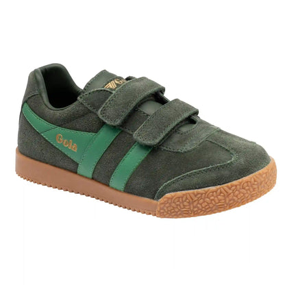 Gola Classics Kids' Harrier Strap Sneakers - Dark Khaki/Emerald