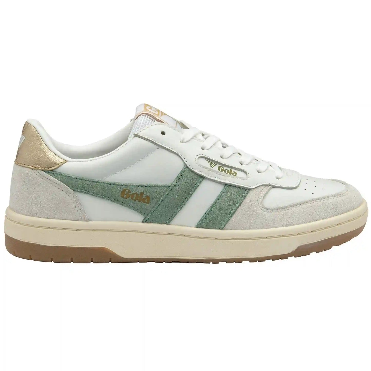Gola Classics Women's Hawk Sneakers - White/Green Mist/Gold