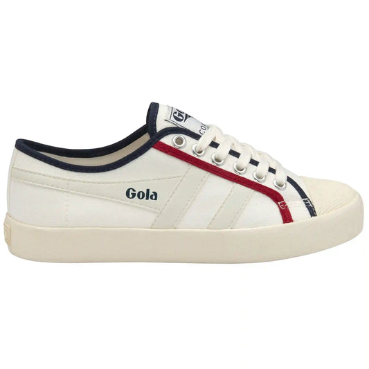 Vegan Gola Classics Women's Coaster Smash - Off White/Navy/Deep Red