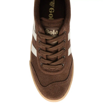 Gola Classics Women's Badminton Suede Plimsoll Sneakers - Dark Brown/Off White/Gum