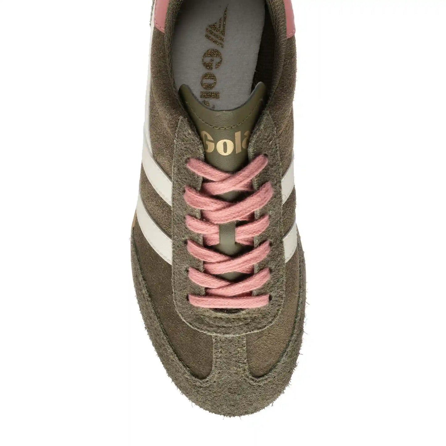 Gola Classics Women's Sprinter Suede Sneakers - Khaki/Off White/Coral Pink