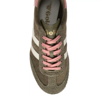 Gola Classics Women's Sprinter Suede Sneakers - Khaki/Off White/Coral Pink