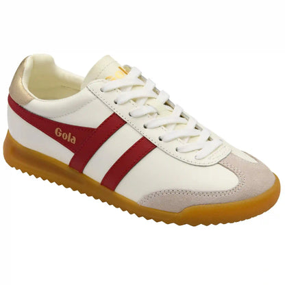 Gola Classics Women's Torpedo Leather Sneakers - Off White/Deep Red/Gold
