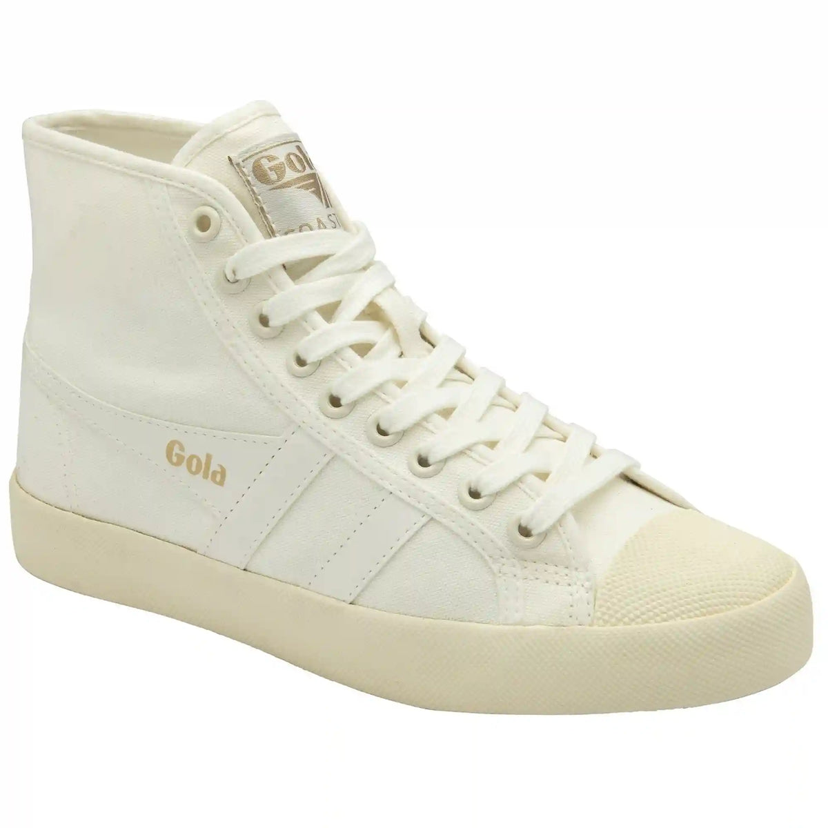 Vegan Gola Classics Women's Coaster High Sneakers - Off White/Off White/Gold