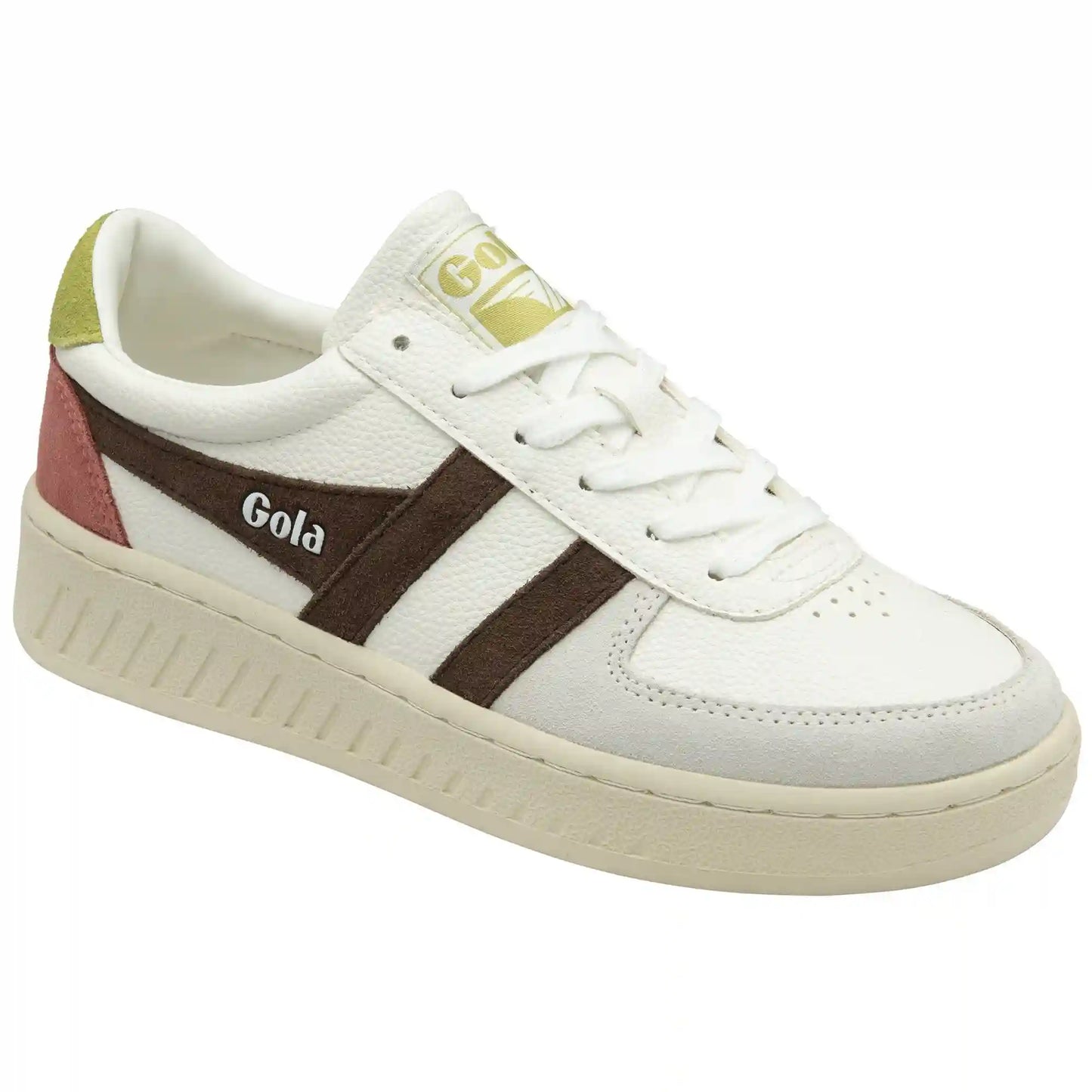 Gola Classics Women's Grandslam Trident Sneakers - White/Dark Brown/Moss