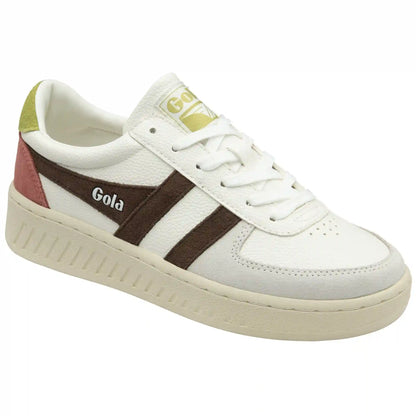 Gola Classics Women's Grandslam Trident Sneakers - White/Dark Brown/Moss