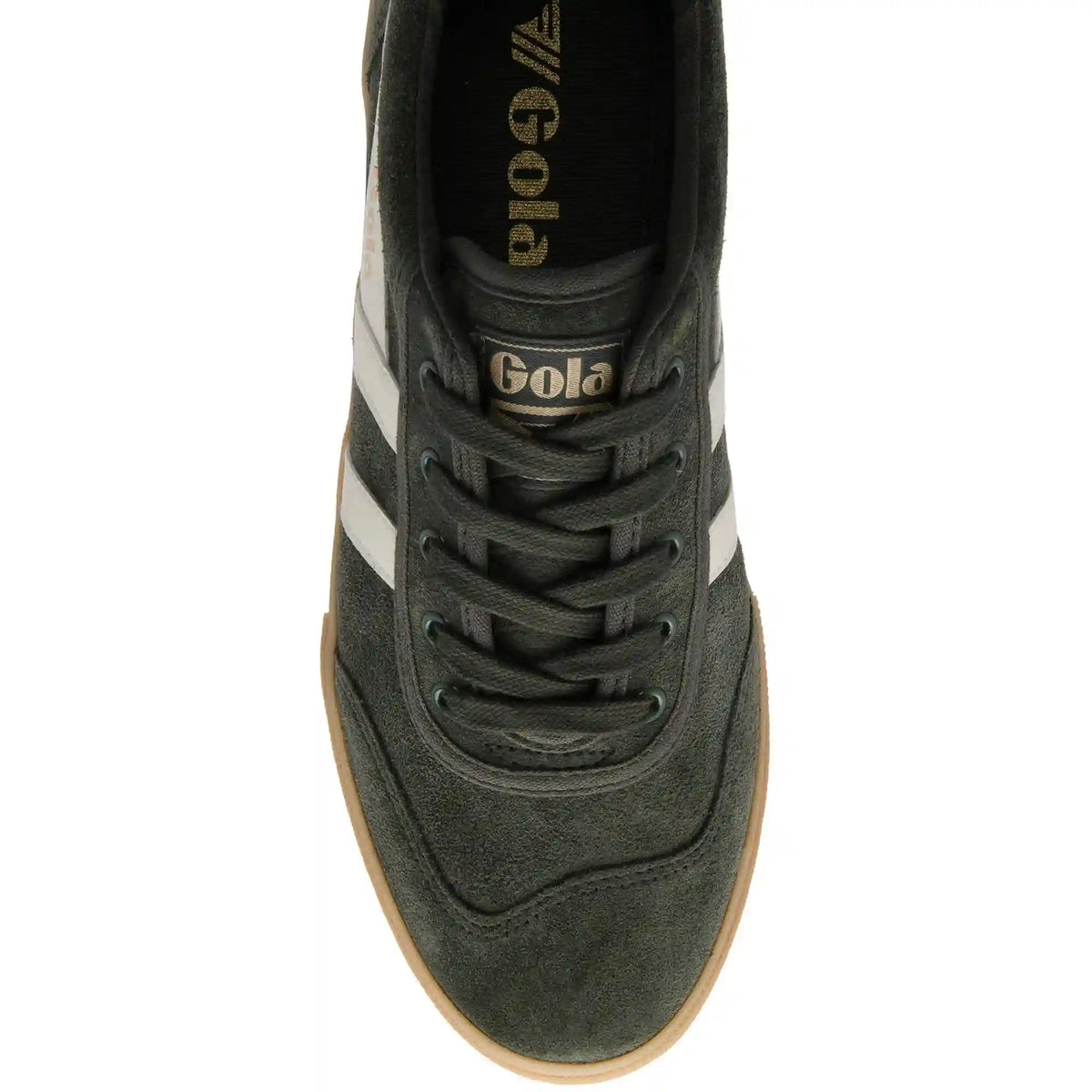 Gola Classics Men's Badminton Suede Plimsoll Sneakers - Dark Khaki/Off White/Gum