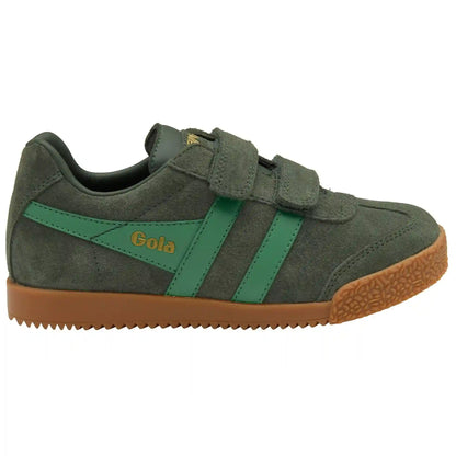 Gola Classics Kids' Harrier Strap Sneakers - Dark Khaki/Emerald