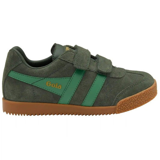 Gola Classics Kids' Harrier Strap Sneakers - Dark Khaki/Emerald