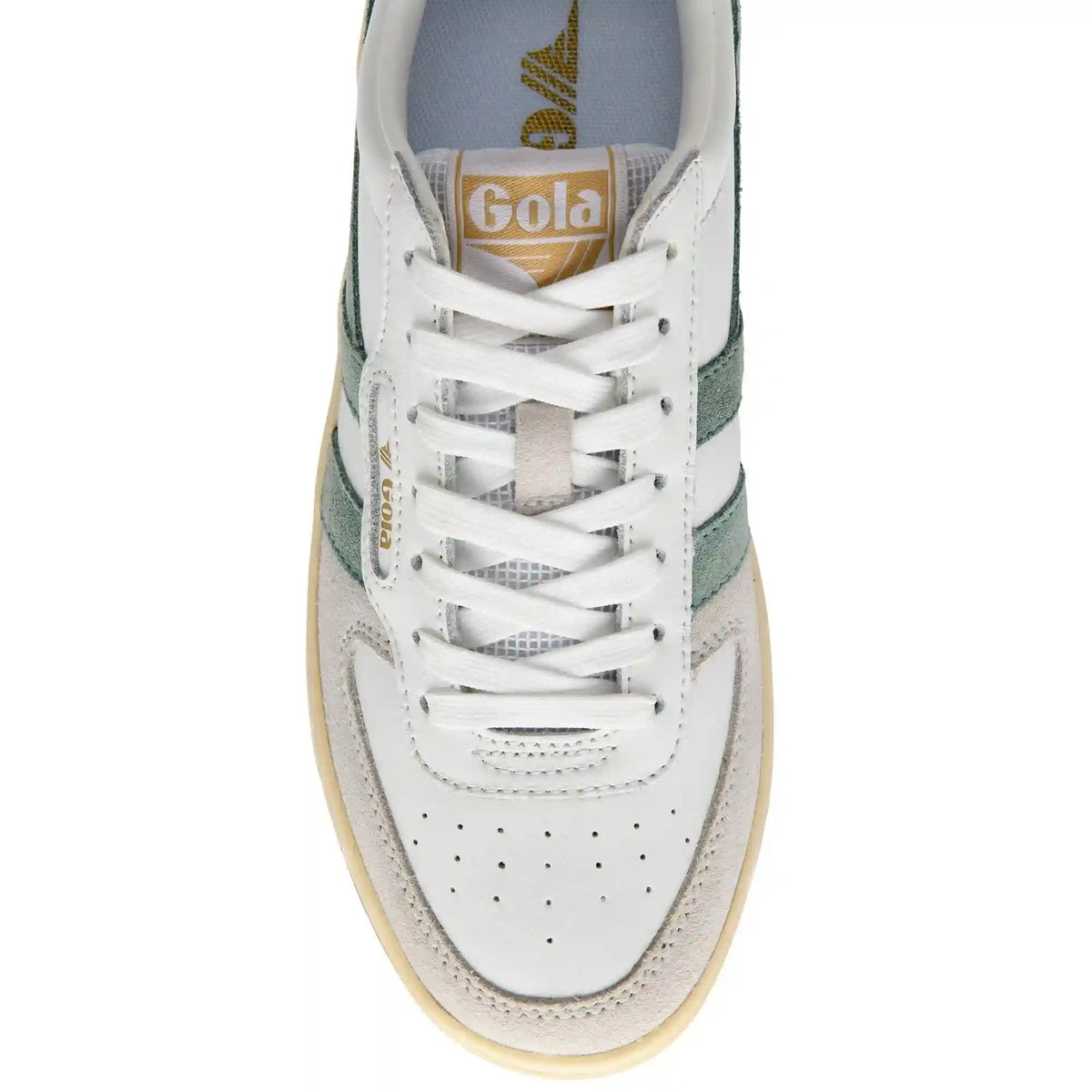 Gola Classics Women's Hawk Sneakers - White/Green Mist/Gold