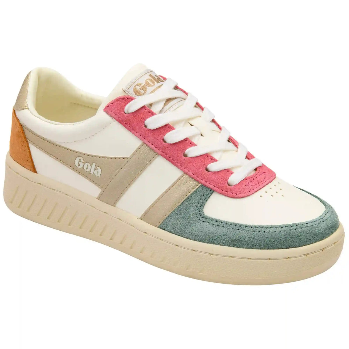 Gola Classics Women's Grandslam Quadrant Sneakers - Off White/Green Mist/Gold/Salmon