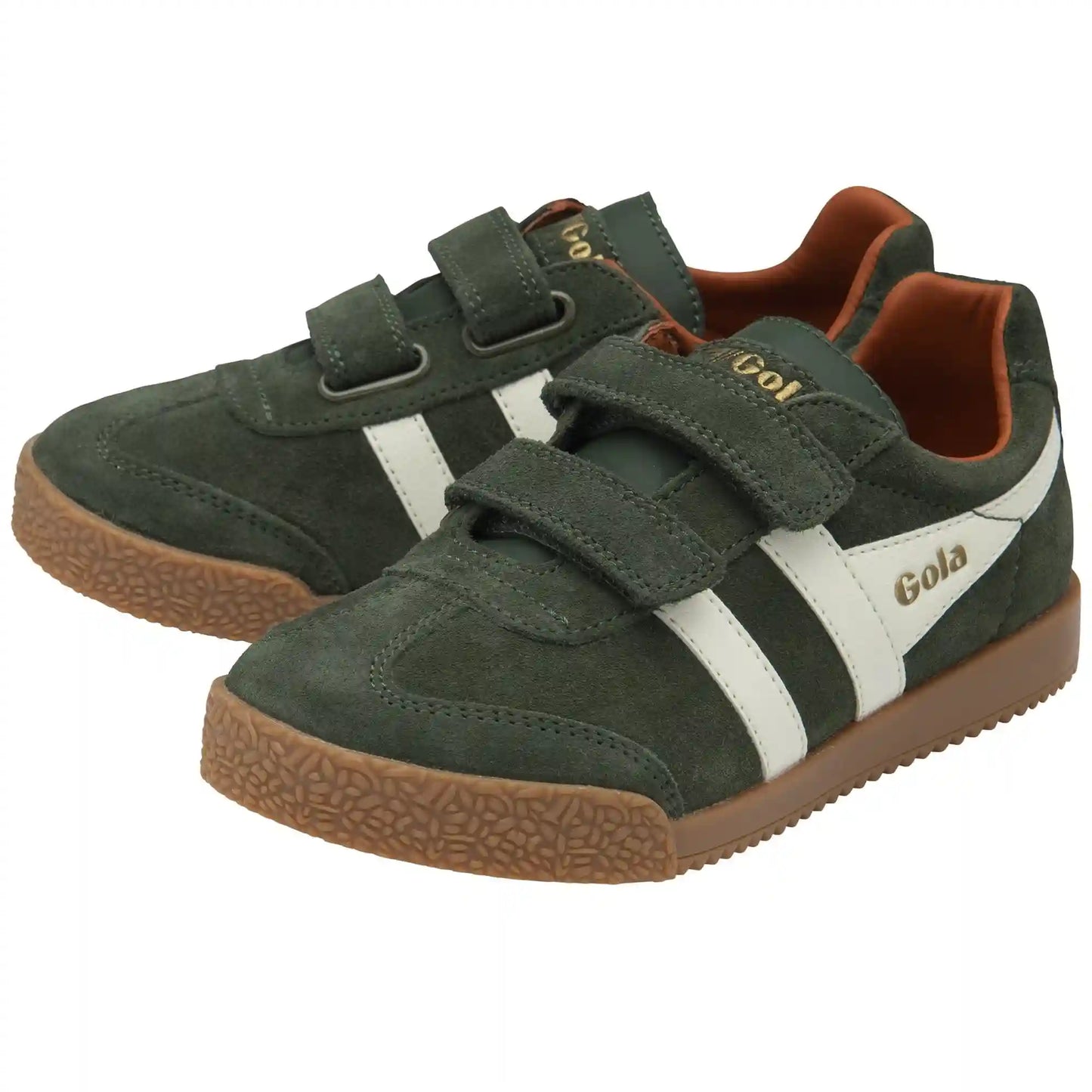Gola Classics Kids' Harrier Strap Sneakers - Dark Khaki/Off White/Moody Orange