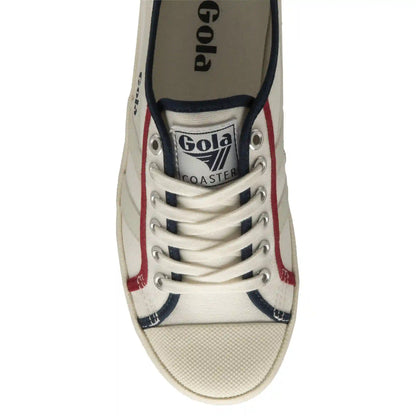 Vegan Gola Classics Women's Coaster Smash - Off White/Navy/Deep Red