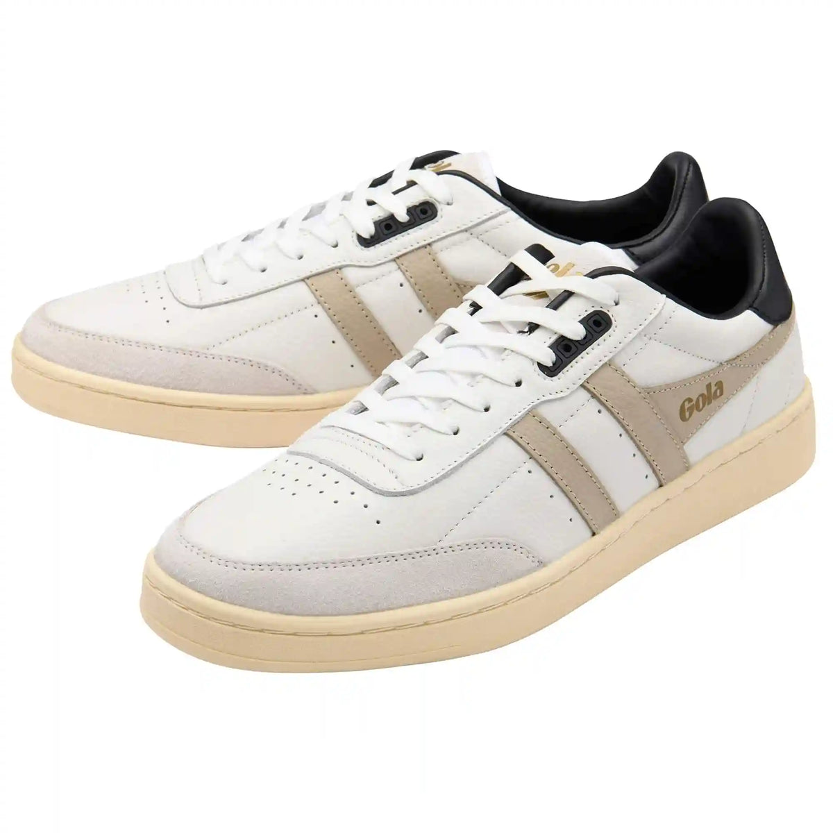 Gola Classics Men's Contact Leather Sneakers - White/Bone/Black