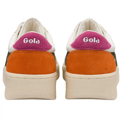 Gola Classics Women's Grandslam Trident Sneakers - White/Dark Khaki/Fuchsia