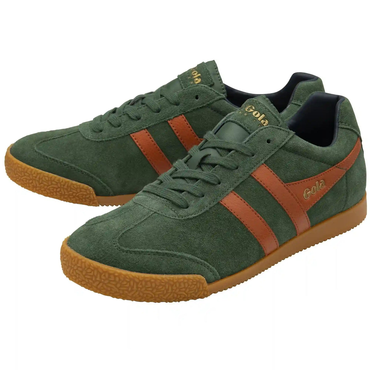 Gola Classics Men's Harrier Suede Sneakers - Evergreen/Moody Orange/Navy