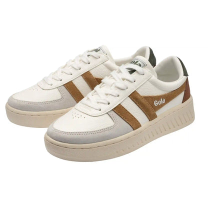 Gola Classics Women's Grandslam Trident Sneakers - White/Brown Sugar/Dark Khaki