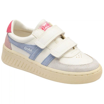 Gola Classics Kids' Grandslam Trident Strap Sneakers - White/Air/Fluro Pink
