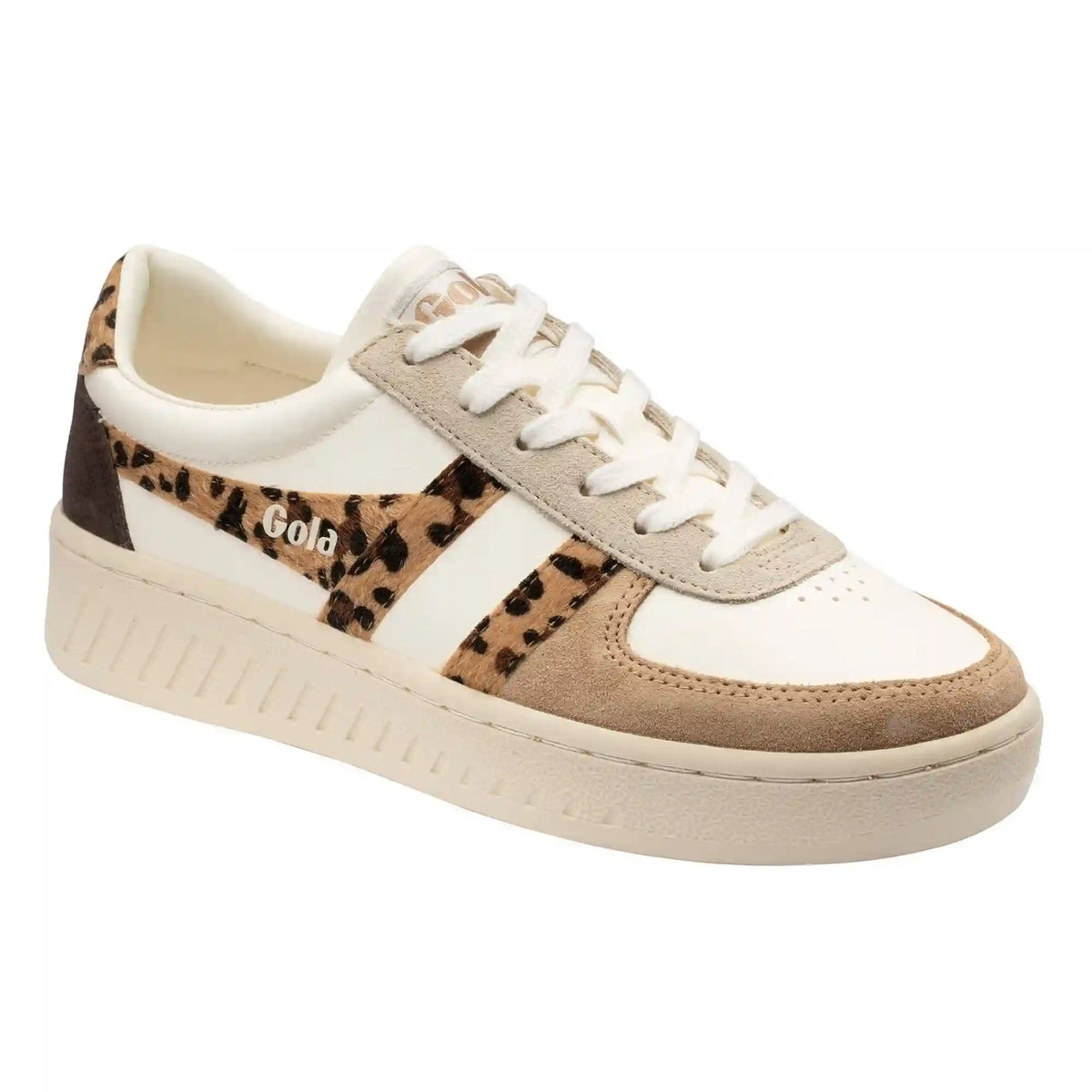 Gola Classics Women's Grandslam Safari Quadrant - Off White/Light Caramel/Leopard/Mocha