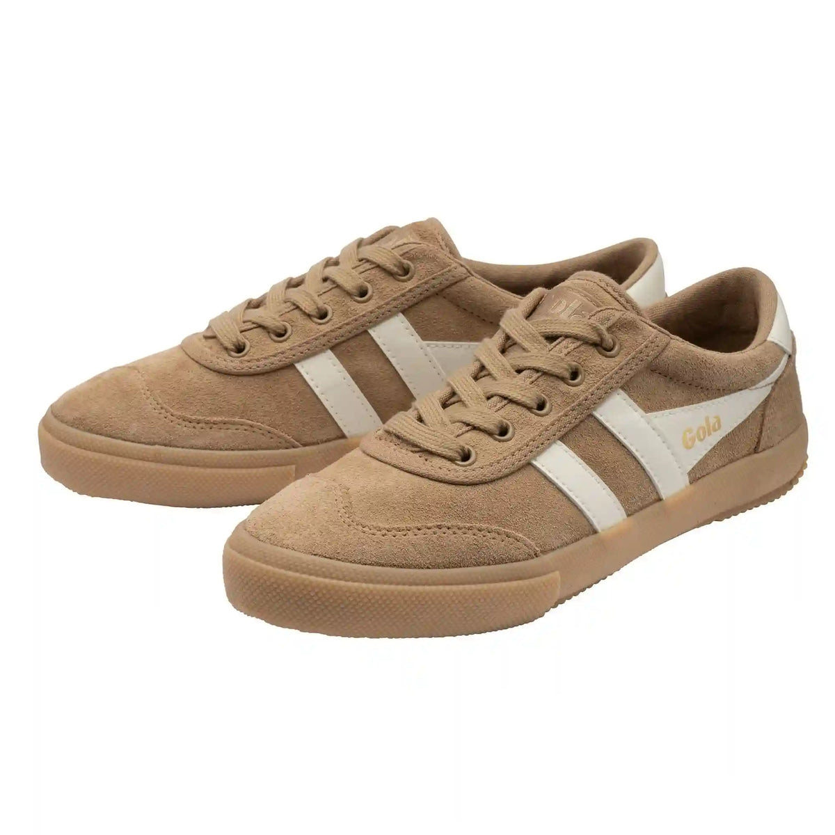 Gola Classics Women's Badminton Suede Plimsoll Sneakers - Light Caramel/Off White/Gum