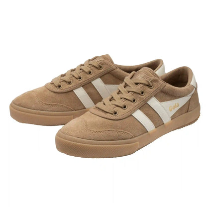 Gola Classics Women's Badminton Suede Plimsoll Sneakers - Light Caramel/Off White/Gum