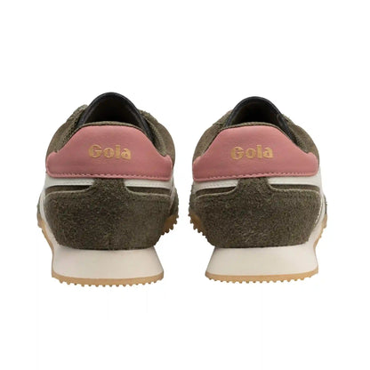 Gola Classics Women's Sprinter Suede Sneakers - Khaki/Off White/Coral Pink
