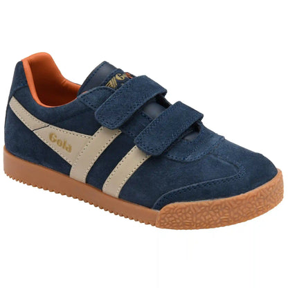 Gola Classics Kids' Harrier Strap Sneakers - Navy/Bone/Moody Orange