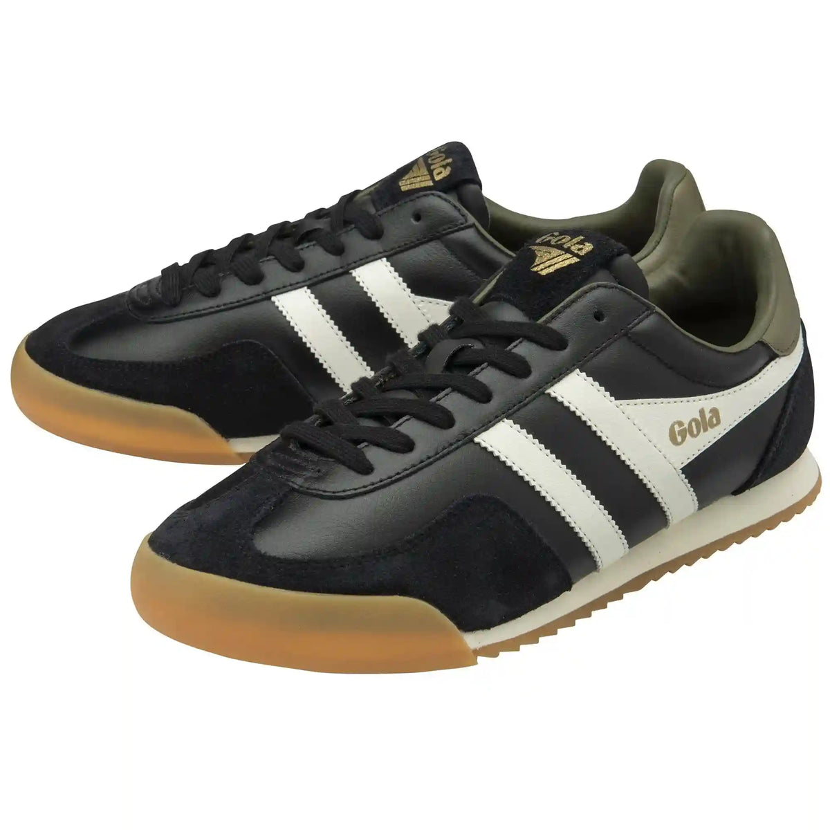 Gola Classics Men's Europa Leather Sneakers - Black/Off White/Khaki