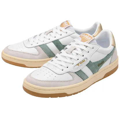Gola Classics Women's Hawk Sneakers - White/Green Mist/Gold