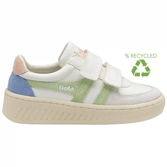 Gola Classics Kids' Grandslam Trident Strap Sneakers - White/Patina Green/Pearl Pink