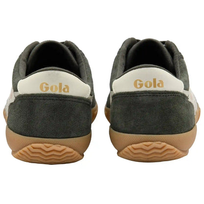 Gola Classics Men's Badminton Suede Plimsoll Sneakers - Dark Khaki/Off White/Gum