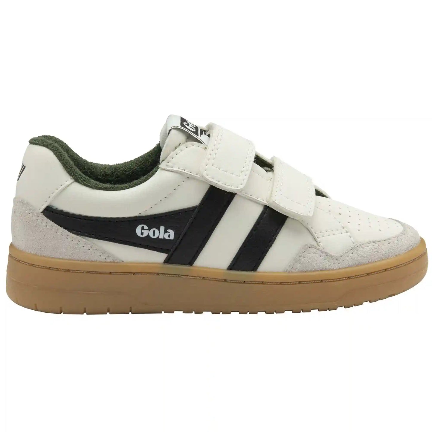 Gola Classics Kids' Eagle Strap Sneakers - Off White/Black/Evergreen/Gum
